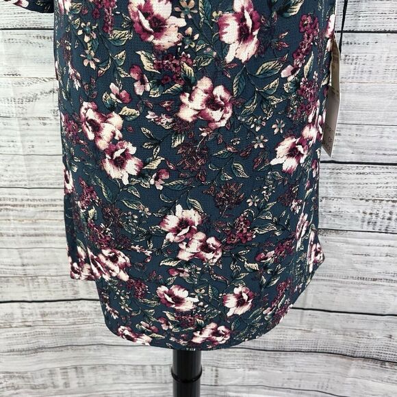 Spirit of Grace Dress size Small Black Berry Floral Teal Stretch Smocked Knee - Picture 7 of 11